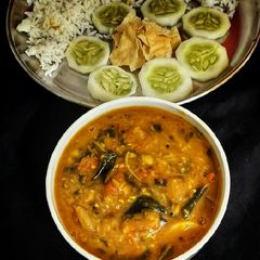 A picture of Green Amaranth with Dal.