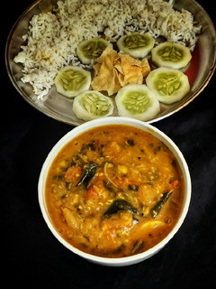 A picture of Green Amaranth with Dal.