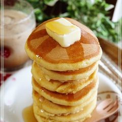 A picture of Fluffy Pancakes Made with Bread Flour.