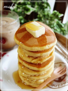A picture of Fluffy Pancakes Made with Bread Flour.