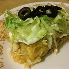 A picture of Green Chicken Enchilada Bake.