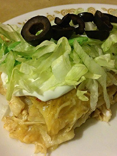A picture of Green Chicken Enchilada Bake.