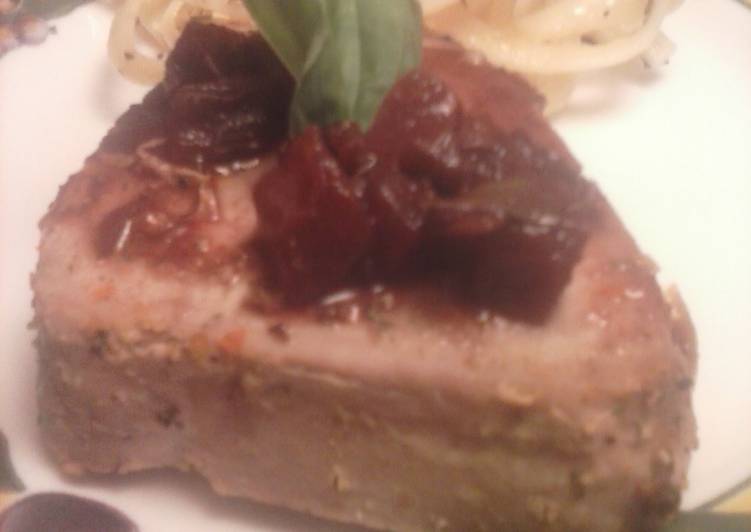 Recipe of Homemade Brad&#39;s pan seared ahi tuna with red wine balsamic reduction