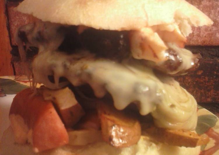 Steps to Prepare Super Quick Homemade Brad&#39;s cajun burger with Louisiana hot sauce aioli