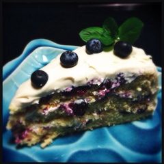 A picture of Blueberry and Cream Layer Cake.