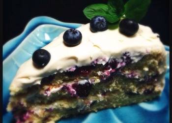 Easy Making Recipe Blueberry and Cream Layer Cake Very Delicious