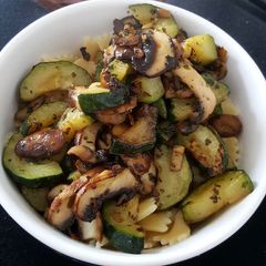 Pasta with Champignons and Zucchini A picture of Pasta with Champignons and Zucchini.