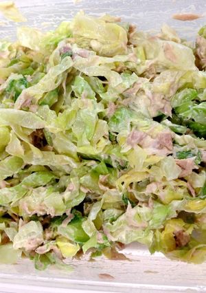 A picture of Easy Microwave Tuna Mayo Cabbage Salad.