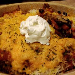 A picture of Rice and bean casserole with turkey.