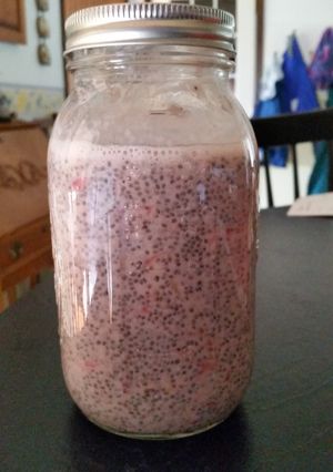 A picture of Banana strawberry chia pudding.
