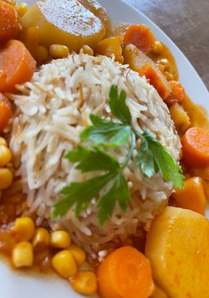 صورة لوصفة ارز مع خضروات 🌽 🍚