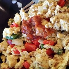 A picture of salsa eggs.