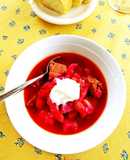 Deli-style Borscht Soup with Beans and Beetroot