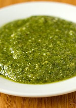 A picture of Pesto dip/sauce.