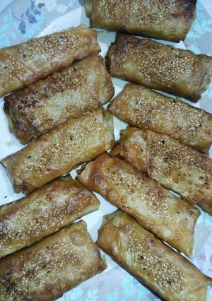 عکسی از دستور بورک گوشت و قارچ و نخود فرنگی