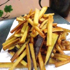 A picture of Deep-Fried Salty Sweet Potato Sticks.
