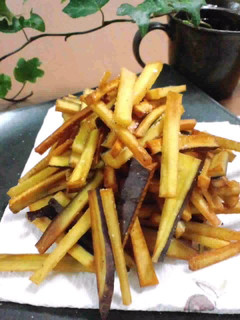 A picture of Deep-Fried Salty Sweet Potato Sticks.