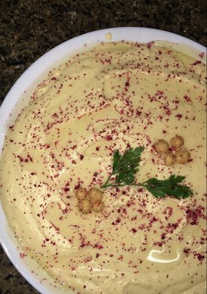 صورة لوصفة حمص بالطحينه