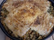 Una foto de budin de zapallo y espinaca
