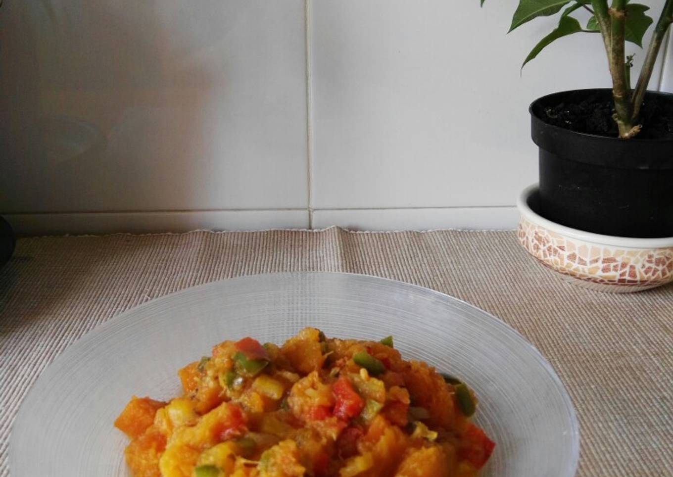 Calabaza rehogada con verduras