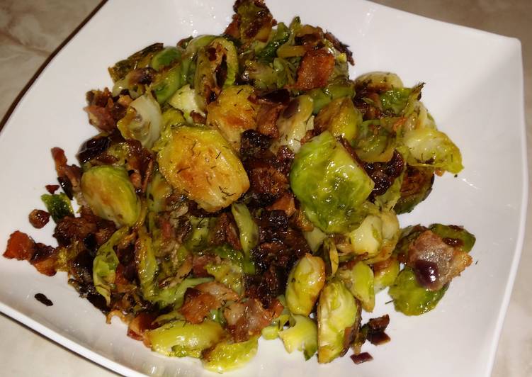 Recipe of Speedy Warm Brussel Sprouts and Bacon Salad