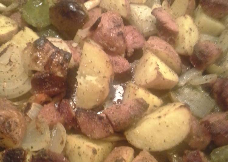 Baked sausage and potatoes