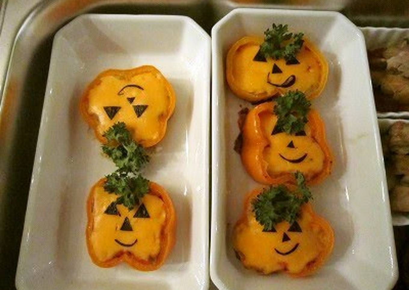 Stuffed Bell Peppers for Halloween