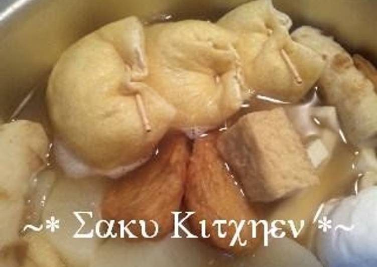Recipe of Favorite Homemade Kitsune Udon Kinchaku (Oden Ingredient)