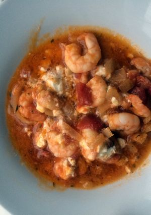 A picture of Garides (Prawns) saganaki.