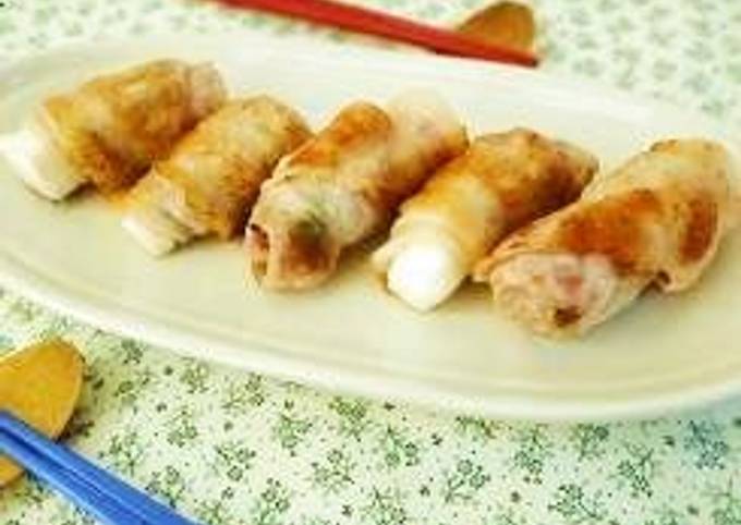 Hanpen Fish Cakes and Shiso Leaves Rolled in Pork