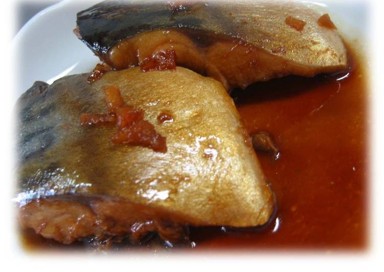 Recipe of Any-night-of-the-week Water and Sugar-free! Tasty Simmered Mackerel with 3 Seasonings