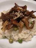 Arroz de Coco com Cogumelos Salteados