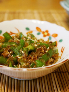 A picture of Green Pepper and Shirasu Sweet & Savory Stir-Fry.