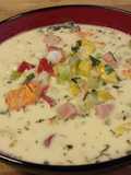 Spicy Ham and Hominy Chowder