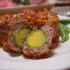 Meat-Wrapped Brussels Sprouts in Tomato Sauce A picture of Meat-Wrapped Brussels Sprouts in Tomato Sauce.