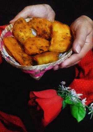 A picture of Shorsher puure Chalkumro (Fried ash gourd stuffed with mustard).
