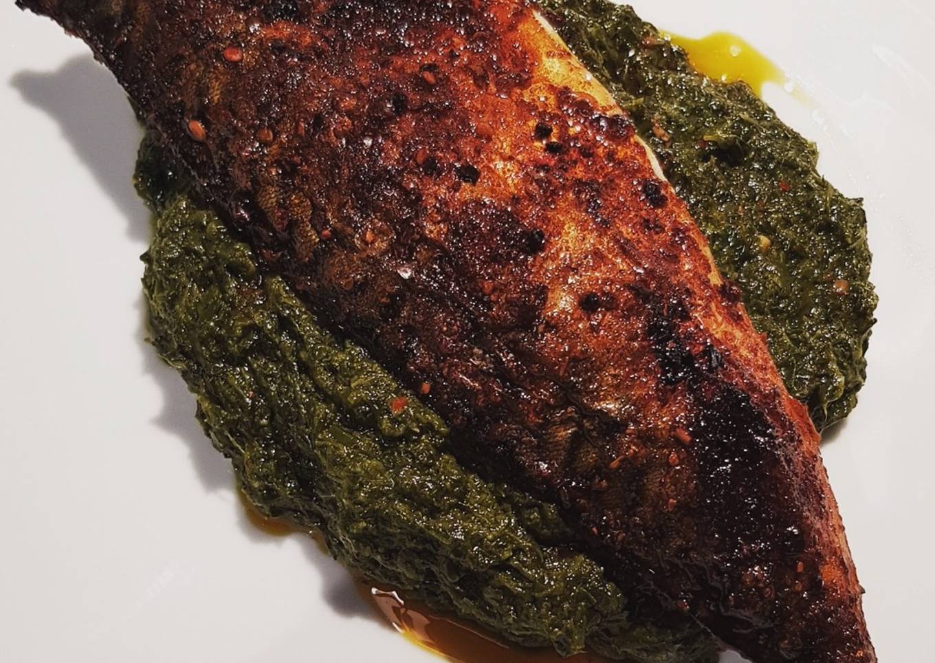 Fried Mackerel and Saag