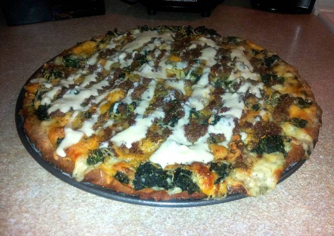 Recipe of Homemade Chicken Alfredo Spinach Pizza