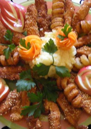 Szezámmagos csirkecsíkok recept fotója