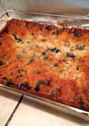 A picture of Carlene's Peach Cobbler.