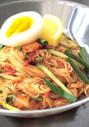 A picture of Sweet, Salty, and Sour Bibimbap Soumen Noodles.