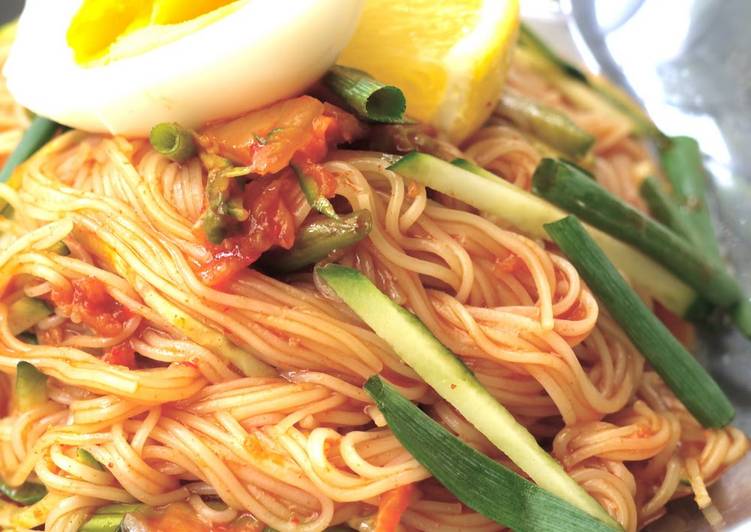 Recipe of Perfect Sweet, Salty, and Sour Bibimbap Soumen Noodles