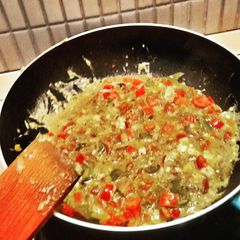 A picture of Omelet with Pesto.