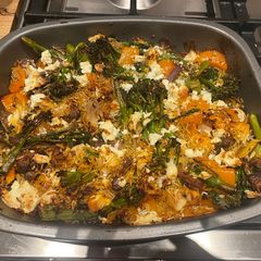 A picture of Leftover chicken baked rice.