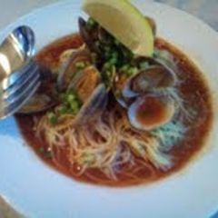 A picture of Chilled Vongole Soup with Cappellini.