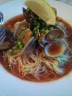 A picture of Chilled Vongole Soup with Cappellini.