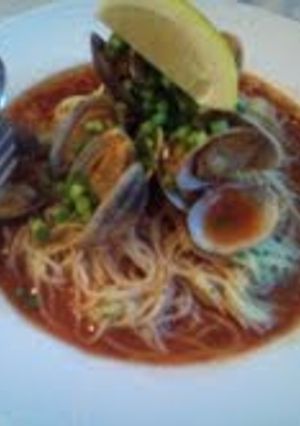 A picture of Chilled Vongole Soup with Cappellini.