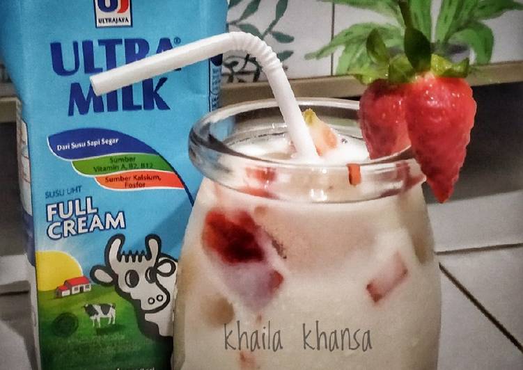 {Cara Membuat Korean fresh strawberry milk Legit dan Nikmat