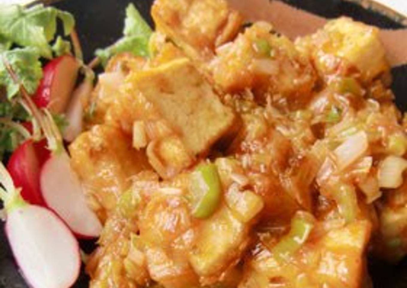 Atsuage with Lots of Green Onions in Chili-style Sauce