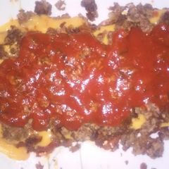 A picture of Beef pizza toast.